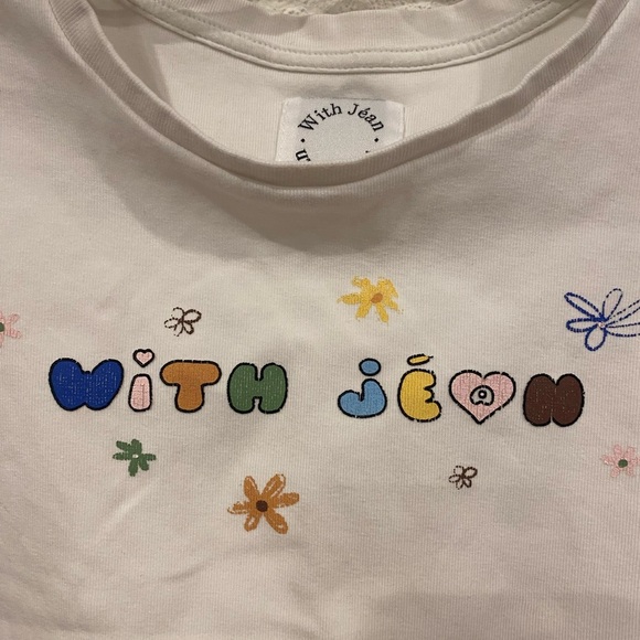 With Jean Floral Graphic Crop Top Size Small VGUC - Picture 4 of 6